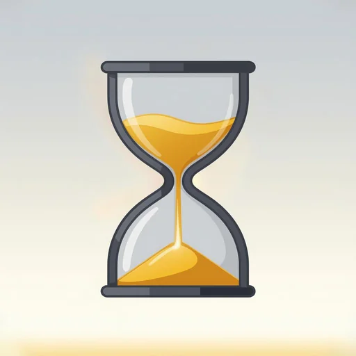 Countdown app icon — a charcoal hourglass with golden sand on a pale field